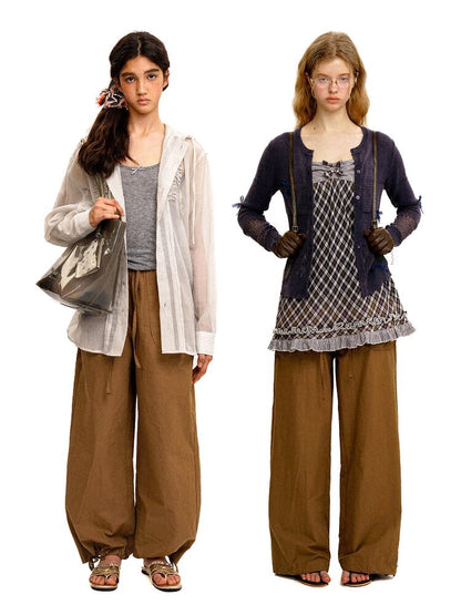 Threaded Waist Drawstring Pants【s0000017438】