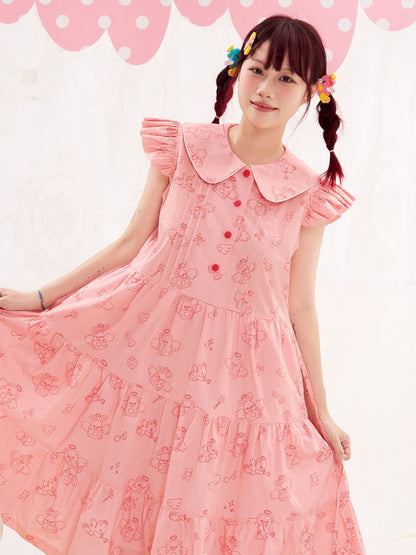 Animal Angel Fly Sleeve Pink Dress【s0000013188】