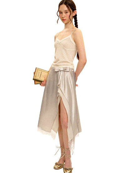 Breathable Lace Knit Top Skirt Set【s0000017442】