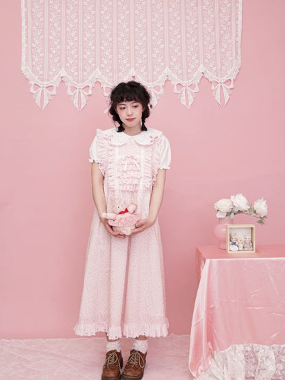 Doll collar puff sleeve lace shirt【s0000012852】