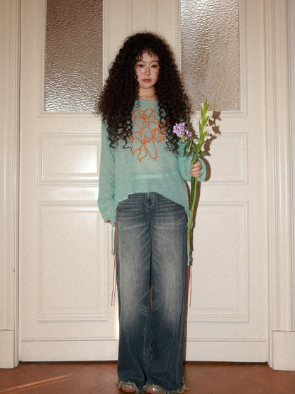 Retro Cat Whiskers Washed Jeans【s0000015463】