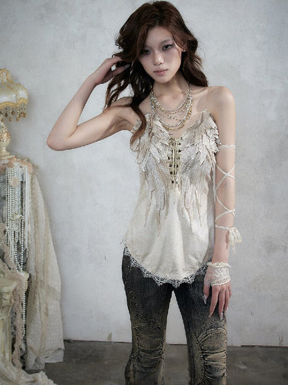 Vintage Court Wing Embroidered Top【s0000017859】