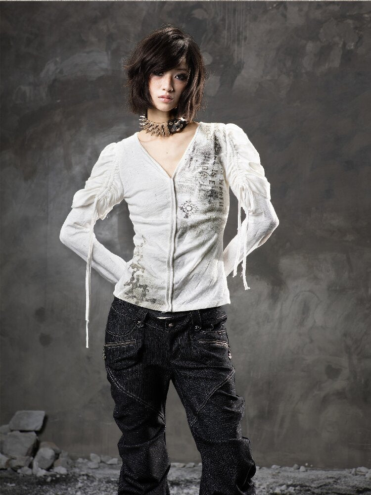 Printed Puff Sleeve Knit【s0000015954】