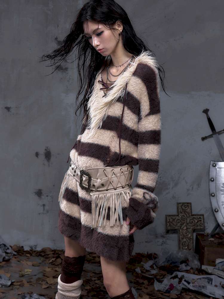 Heavy-Duty Fringe Wide Leather Belt【s0000014476】