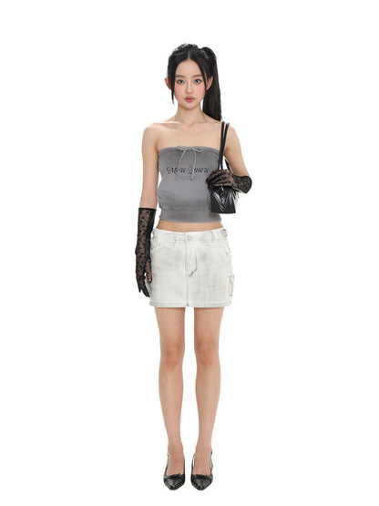 Drawstring Badge Printing Tie Bandage Tank Top【s0000008654】