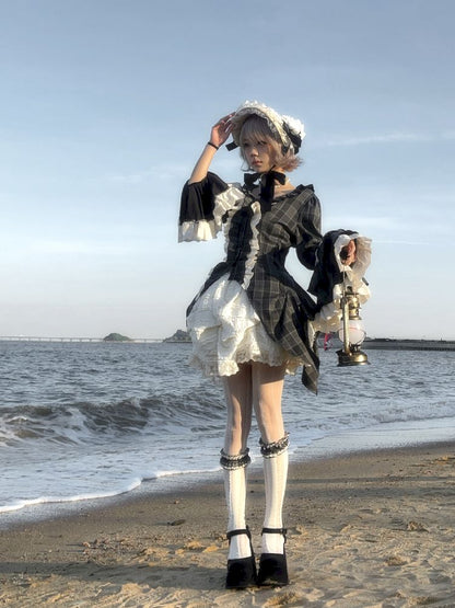 레이스 ji 슬리브 도베 테일 불규칙한 셔츠 [S0000011340]