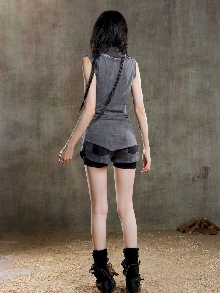 Irregular Pleated Multi-Wear Vest【s0000012658】