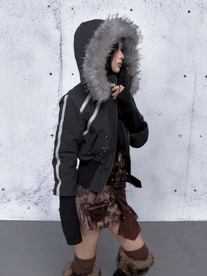 Street Punk Fur Hooded Padded Jacket【s0000014922】
