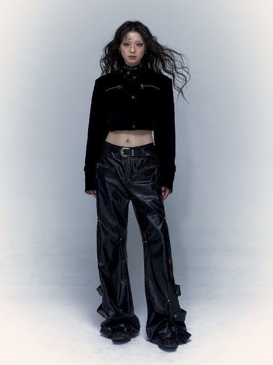 Studded Loose Leather Pants [s0000004675]