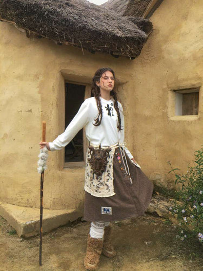 Forest Elf Print Long Sleeve T-Shirt【s0000014898】