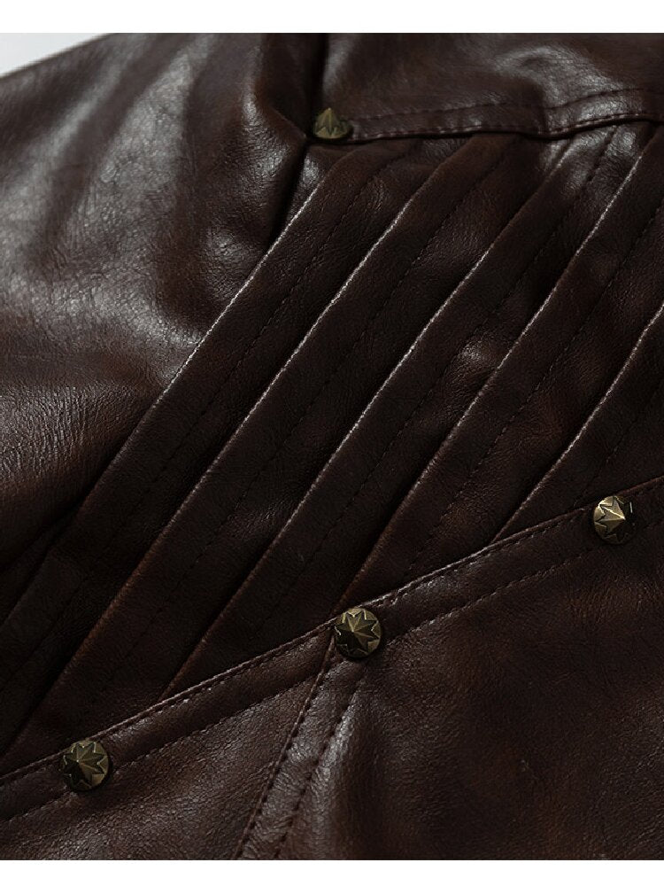 Riveted PU Leather Split Jacket【s0000019156】
