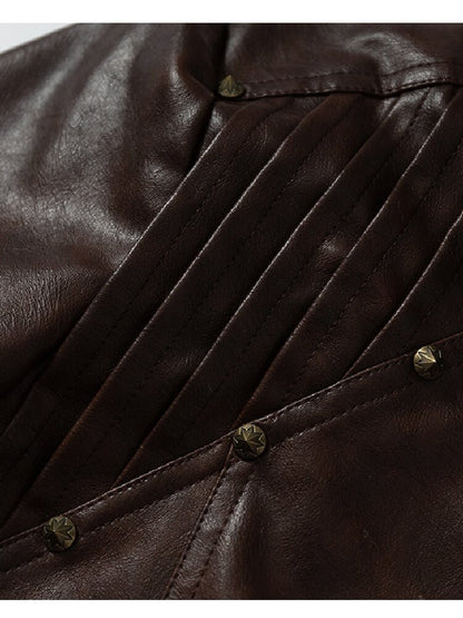 Riveted PU Leather Split Jacket【s0000019156】