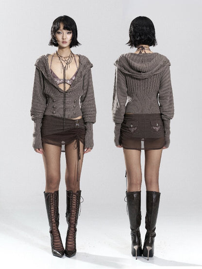 Vintage Hooded Knit Bat Sleeve Top【s0000018486】