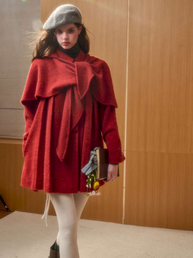 Christmas New Year Woolen Cloak Two-Piece【s0000014892】