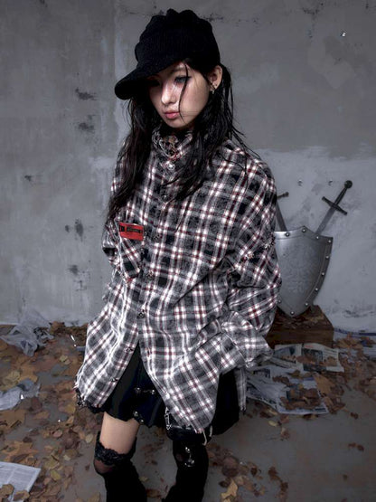Rock Rebel Punk Check Shirt Jacket【s0000014656】