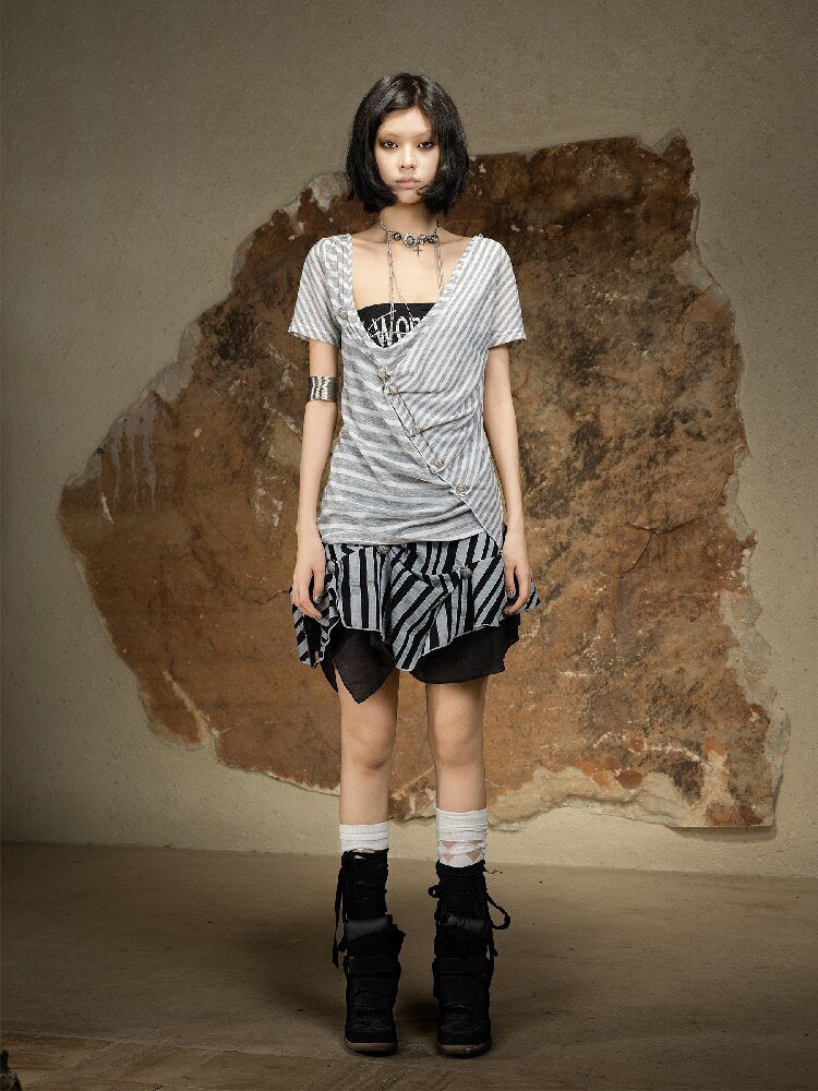 Vintage Punk Irregular Knit T-shirt【s0000016880】