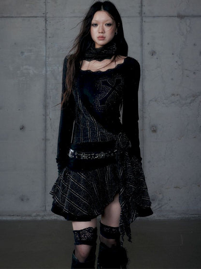 Stacked Neck One-Shoulder Dress【s0000013475】