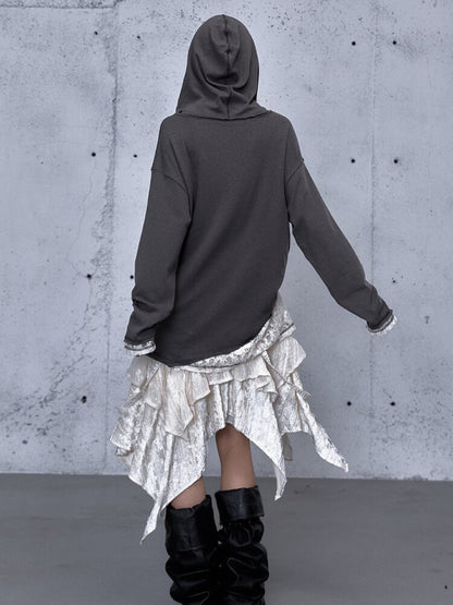 Lace Stitched Hooded T-Shirt【s0000015545】