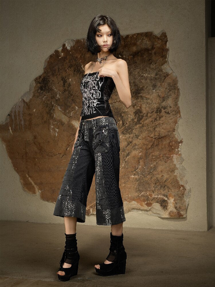 Dark Punk Cropped Bootcut Pants【s0000016887】