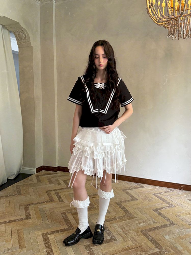 Double-layer bow-tie short skirt【s0000012764】