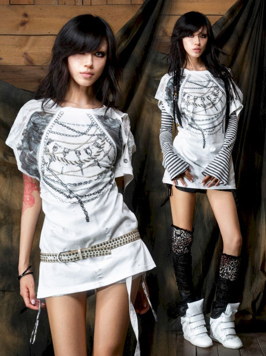 Two Wear Irregular Short Sleeve t-shirt【s0000013330】