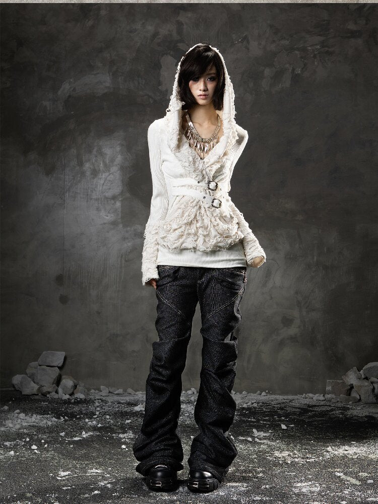 Ripped Hooded Knit【s0000015956】