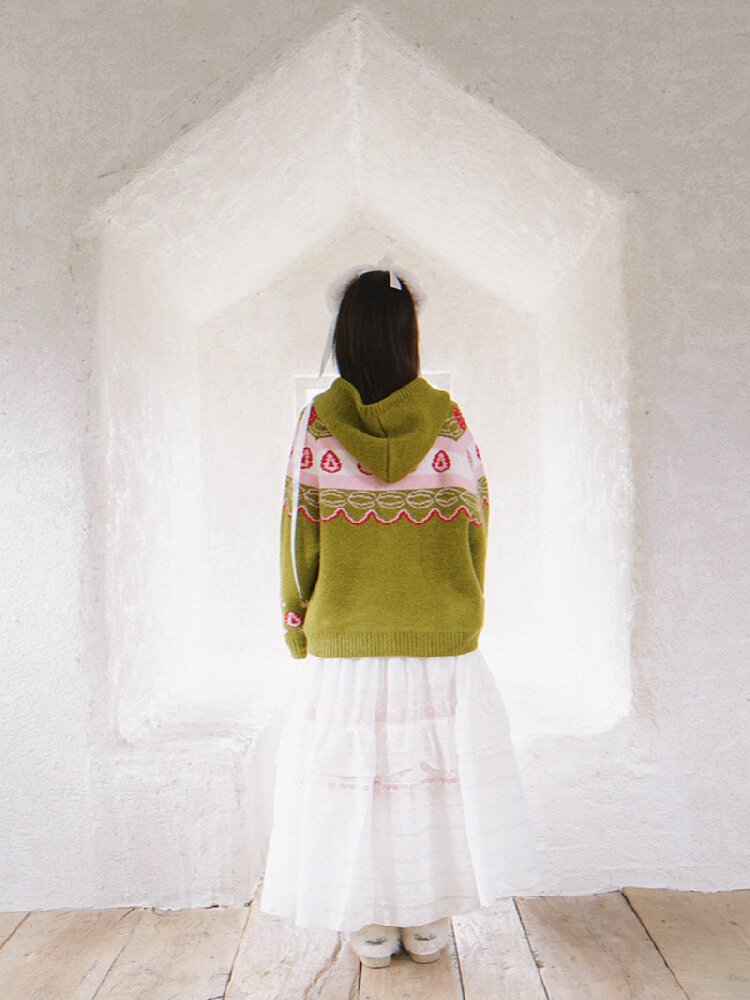 Strawberry Matcha Fair Isle Cardigan【s0000018535】