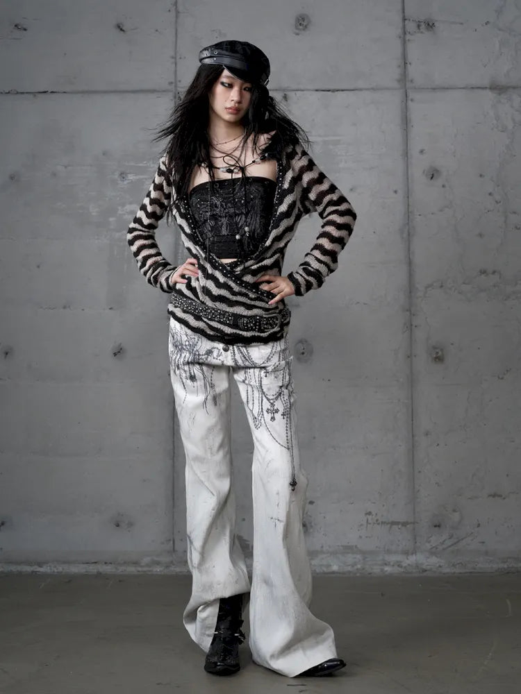 Two-Piece Set Striped Knit Top【s0000013953】