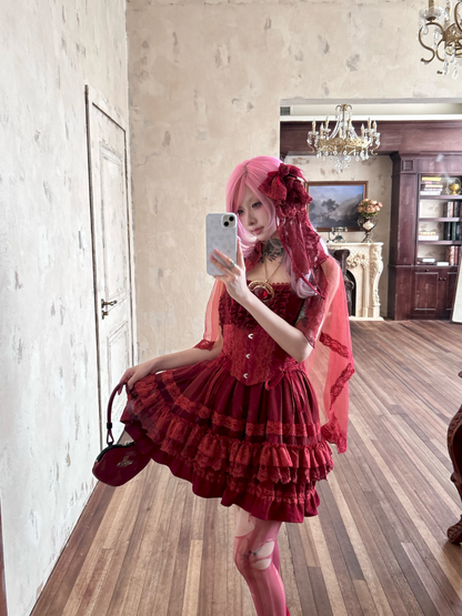 Dark Lolita Lace Mesh Sundress Dress【s0000014684】