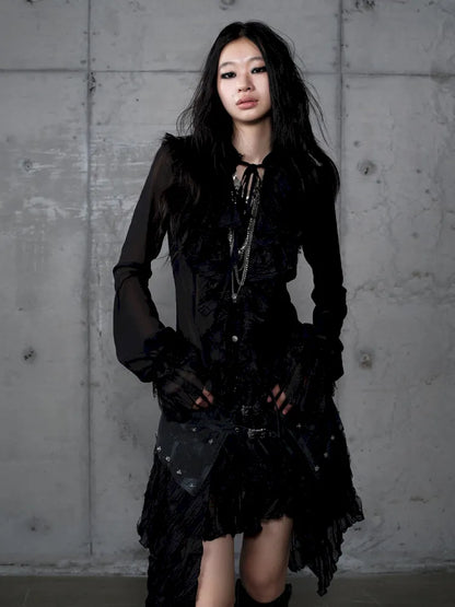 Court-Style Lace Chiffon Shirt【s0000013948】