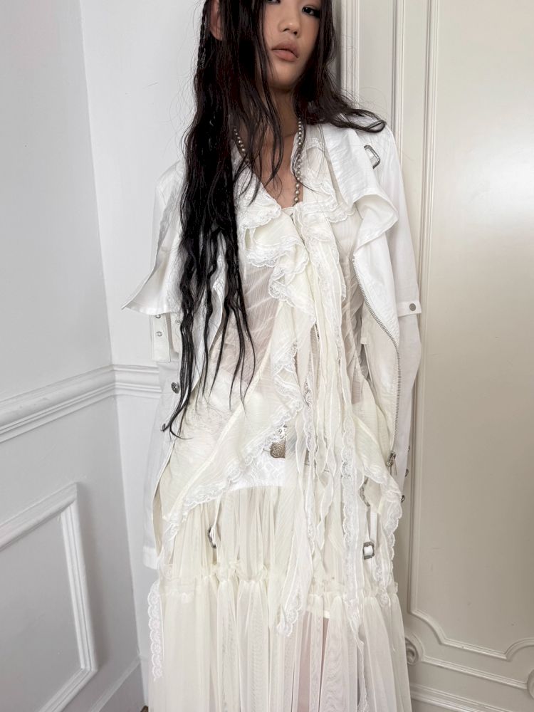 Original Textured Sheer Chiffon Blouse【s0000013908】