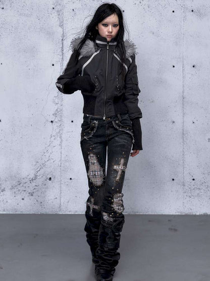 Street Punk Fur Hooded Padded Jacket【s0000014922】