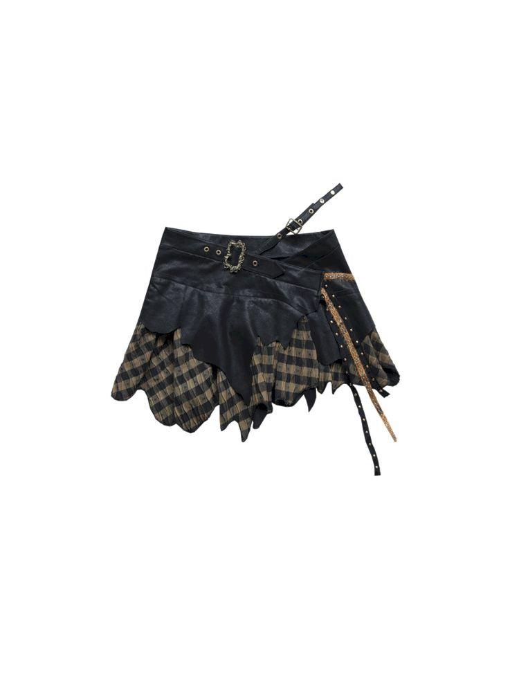 PUNK DARK ROCK STREET IRREGULAR SPLICING HALTER SKIRT [S0000009001]