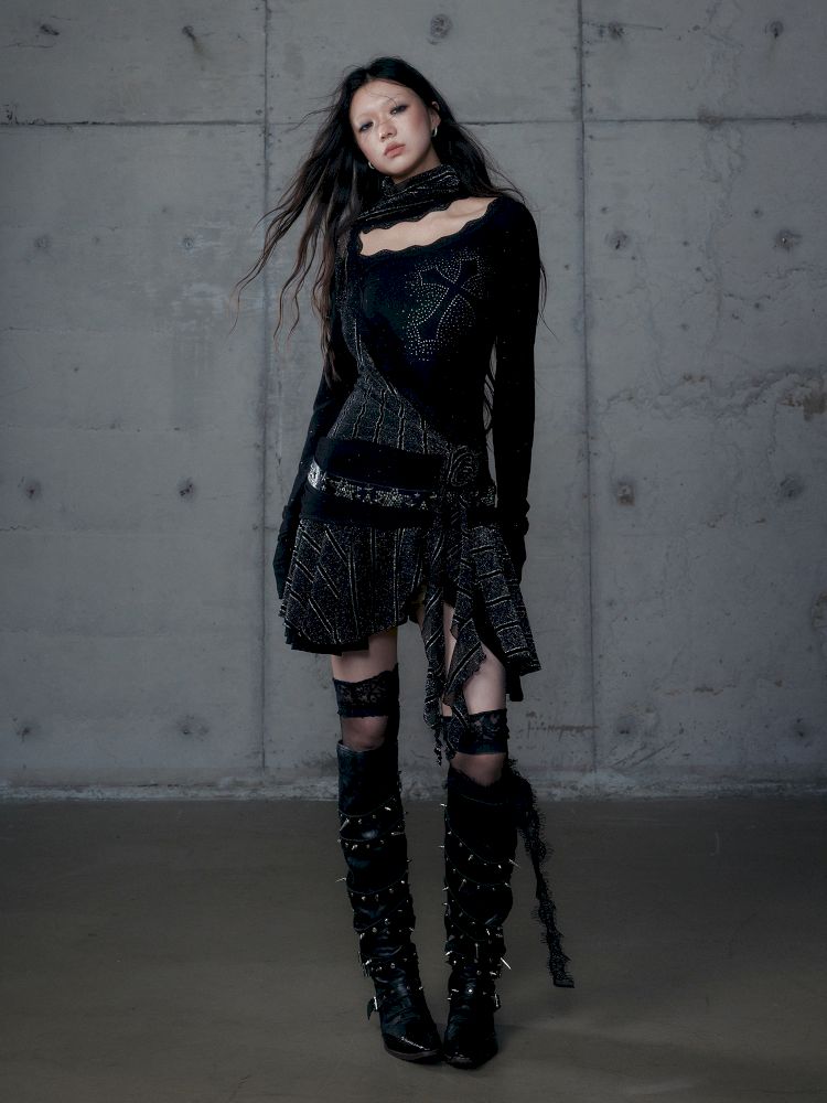 Stacked Neck One-Shoulder Dress【s0000013475】