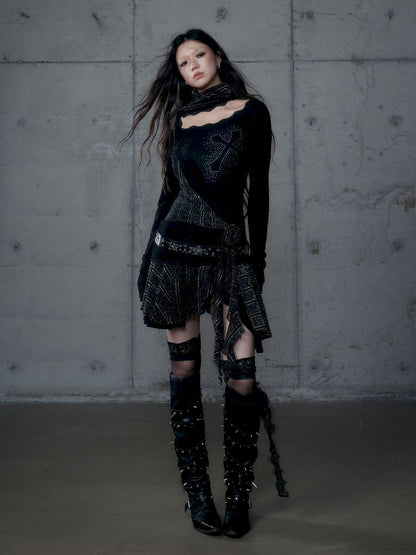 Stacked Neck One-Shoulder Dress【s0000013475】