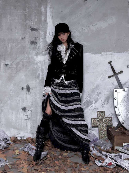 Patchwork Gathered A-Line Skirt【s0000014461】