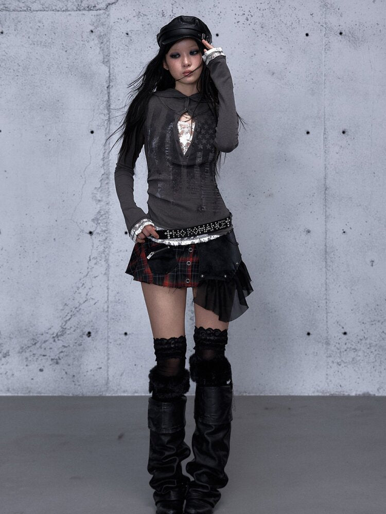 Lace Patchwork Hooded T-shirt【s0000015544】