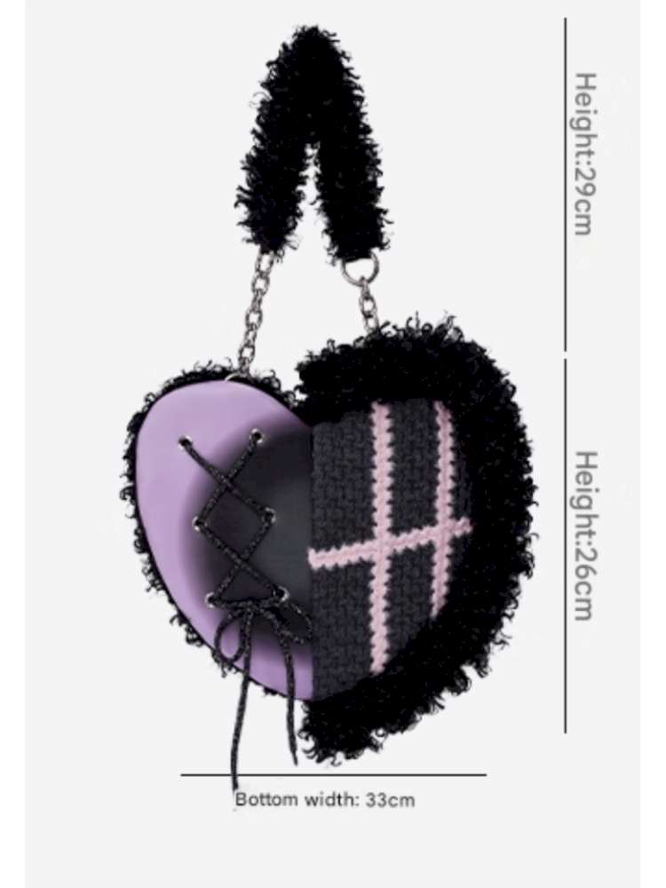 Graffiti Splicing Hairy Love Crossbody Bag【s0000014614】