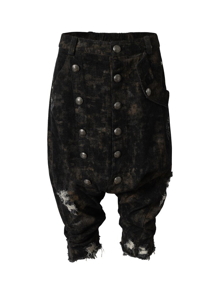 Washed Ripped Denim Harem Pants【s0000015549】