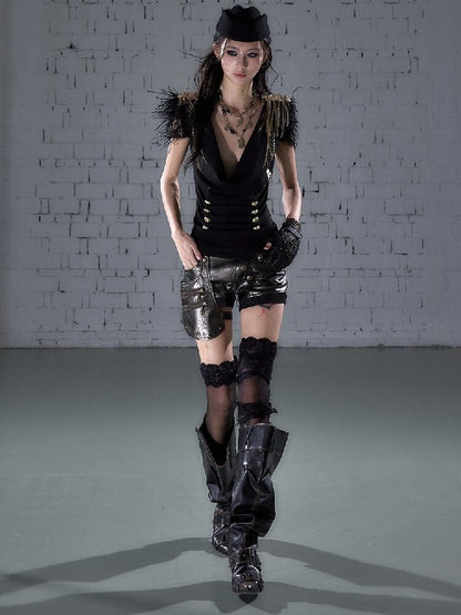 Lace Detachable Leather Shorts【s0000016210】