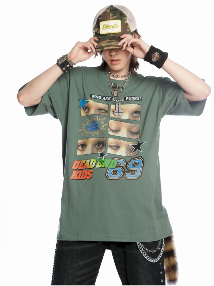Hip Hop Trend Couple Loose Multicolor T-Shirt【s0000013603】