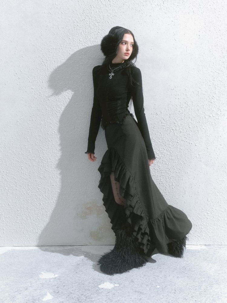 Irregular ruffled half-body skirt【s0000013746】