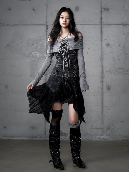 Asymmetrical multi-layer lace skirt【s0000013955】