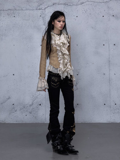 Ruffled Chiffon Flared Cardigan【s0000015548】