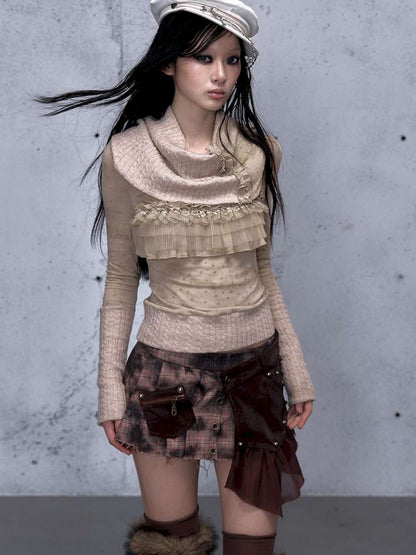 Vintage Punk Scarf Wool Knit Layer【s0000014923】