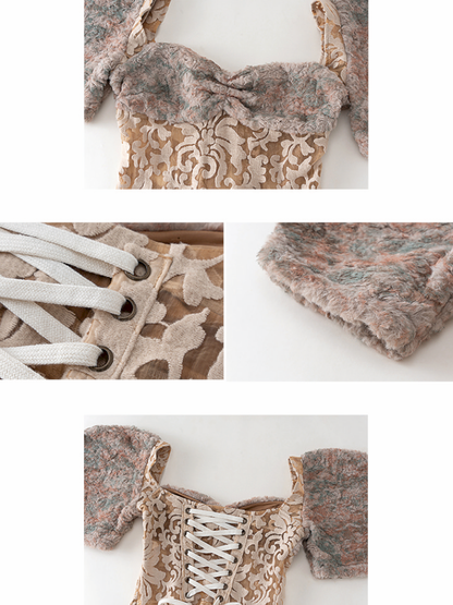 Patchwork Sheer Bud Strap Court Top【s0000015145】