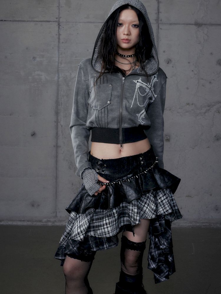 Heavy leather bustier skirt【s0000013467】