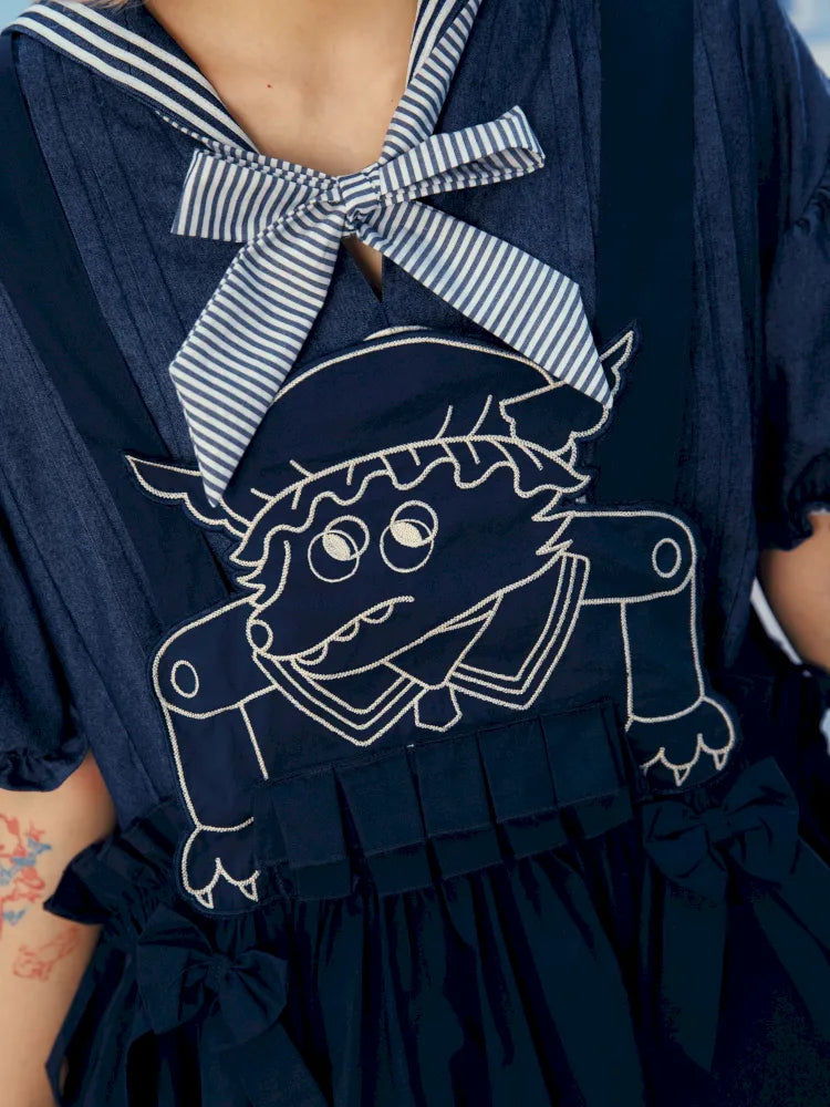 Navy Blue Layered Vest Apron【s0000014156】