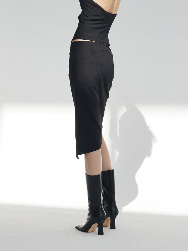 Asymmetric Slit Hem Suit【s0000007346】