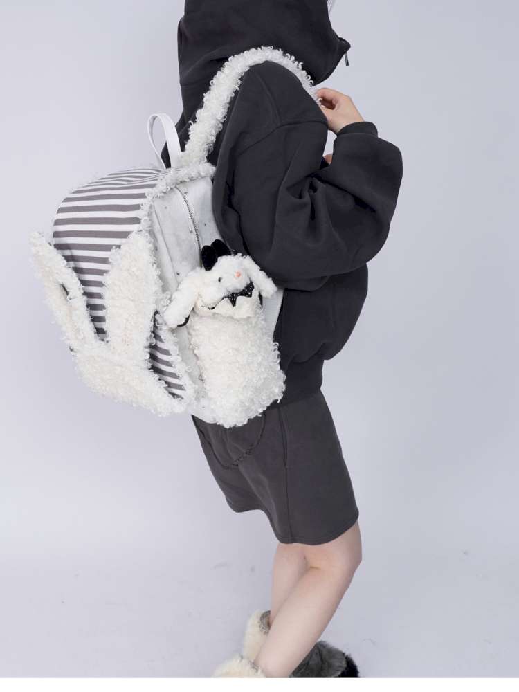 Rabbit Ears Fur Computer School Bag【s0000014615】